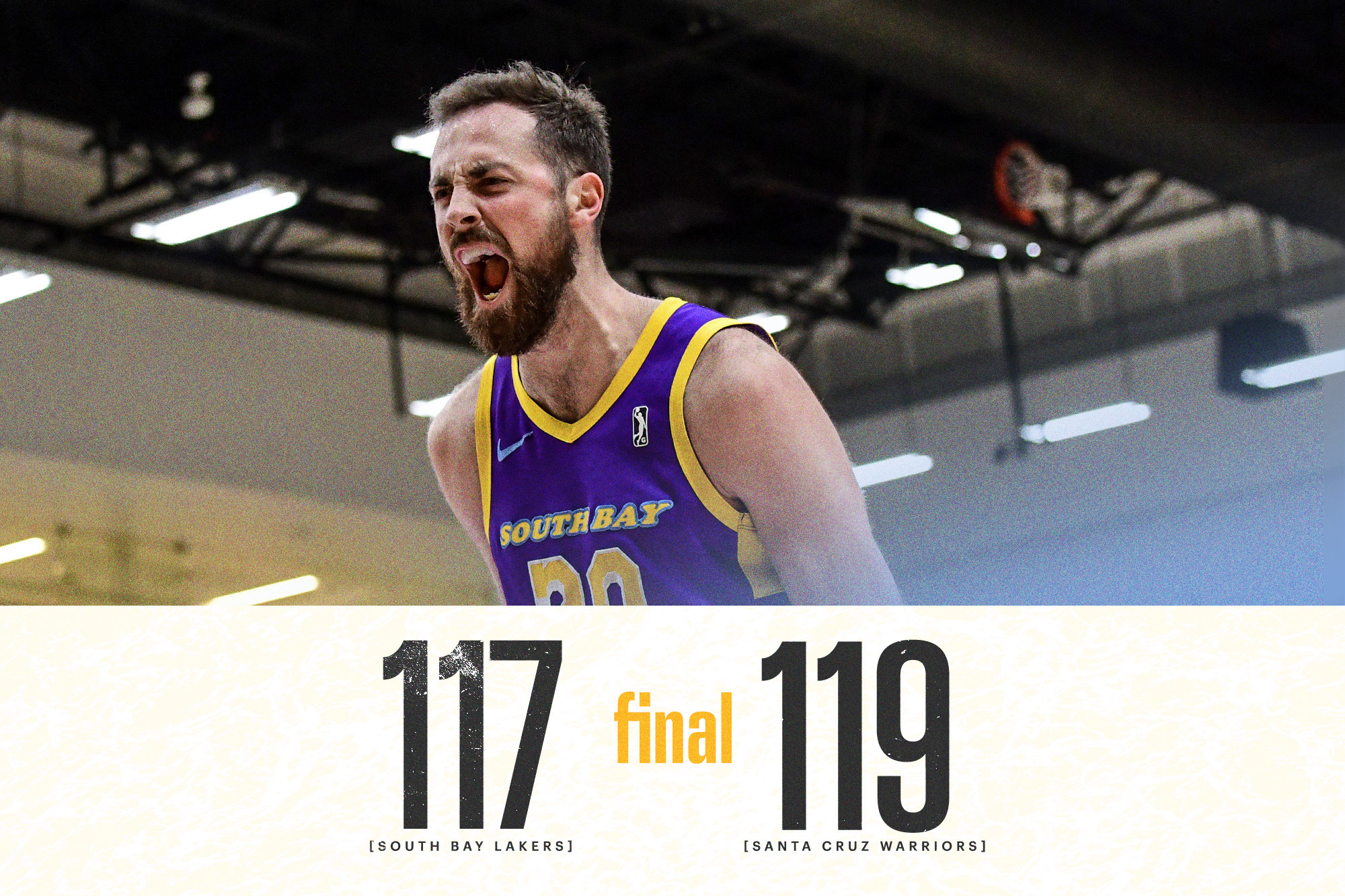 South Bay Lakers fall to Santa cruz Warriors 119 - 117