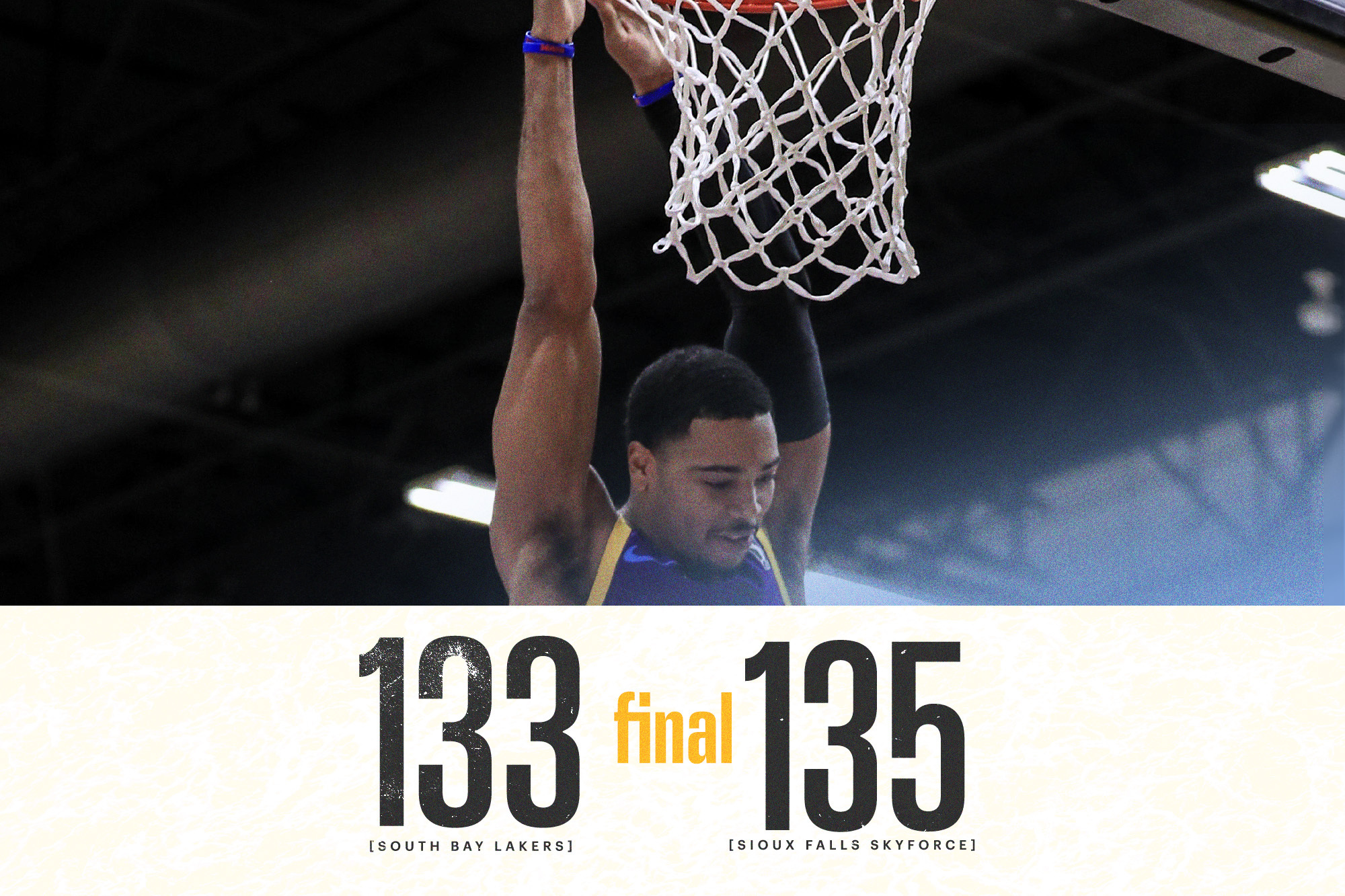 South Bay Lakers 133, Sioux Falls Skyforce 135 3/6/23