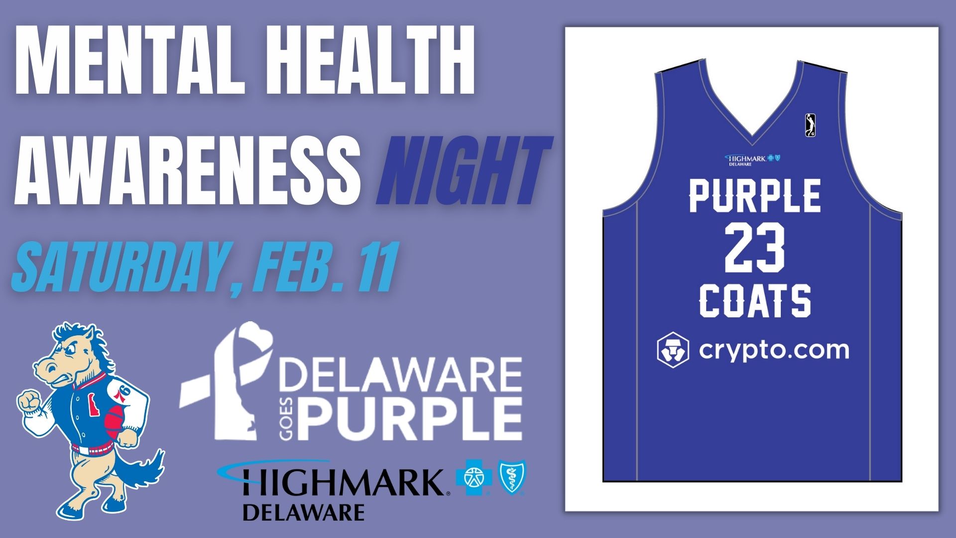 Delaware Purple Coats: Mental Health Awareness Night, Saturday Feb. 11